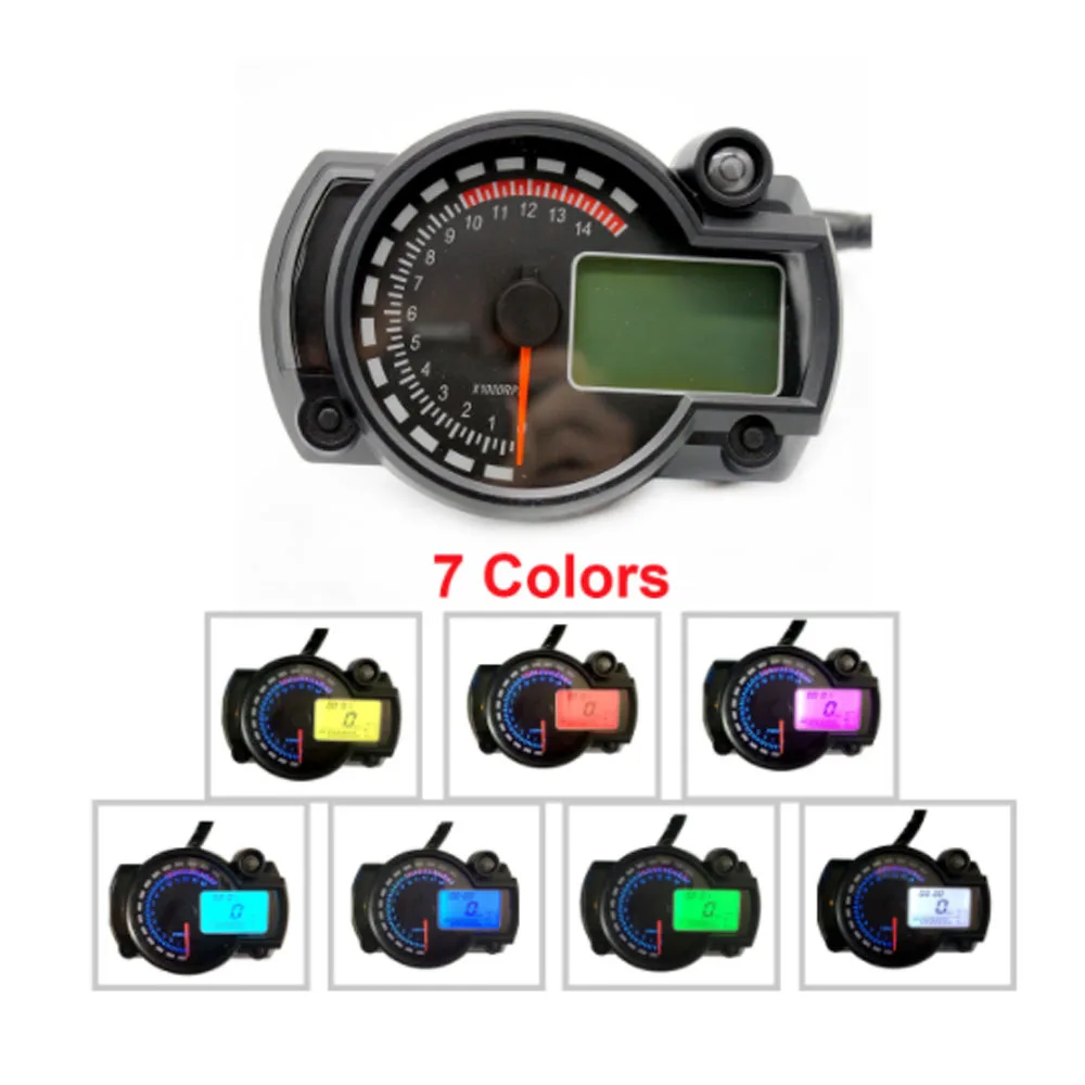 

12V Universal Motorcycle Speedometer LCD Digital Adjustable Motor Dashboard Instrument Tachometer Odometer Accessories