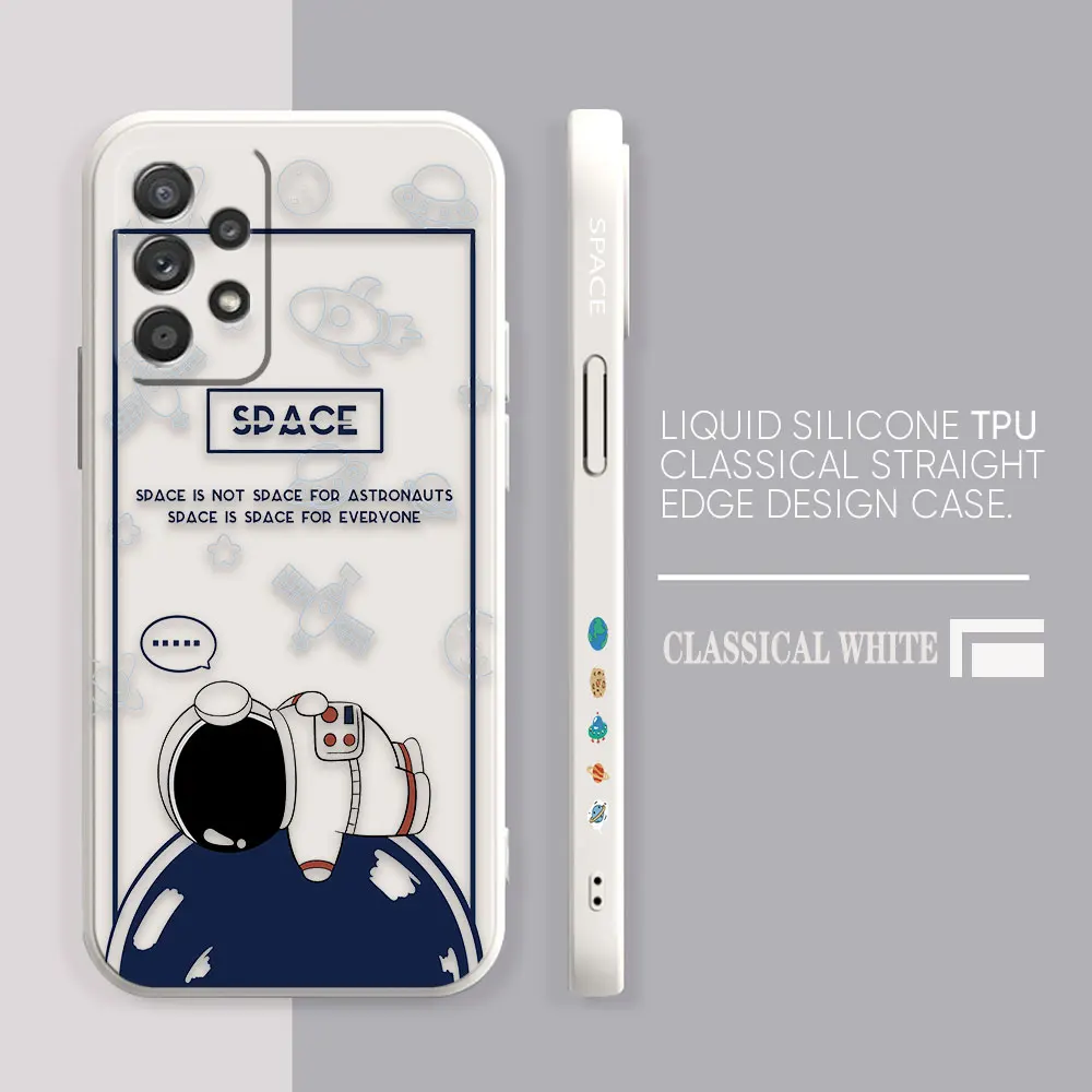 Case For Samsung Galaxy A91 A14 A73 A72 A71 A53 A52 A51 A42 A33 A32 A22 A715F A52S A22S 4G 5G Case Happy Cartoon Astronaut Space