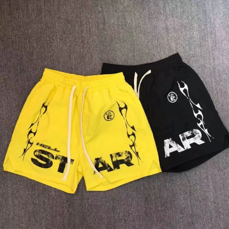

2023ss New Fashion Hellstars Shorts Ins Men Women Elastic Waist Basketball Leisure sport Shorts Men Black Yellow Men Clothing