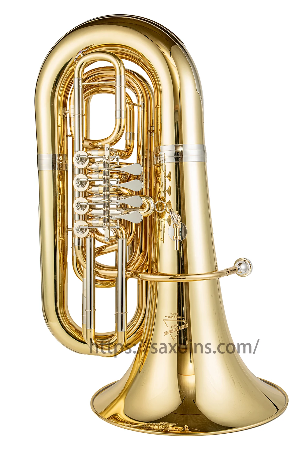 

Gold Brass tuba with 4 Front-action Rotary Valves BBb Clear Lacquer Professional brass instrument BB-330