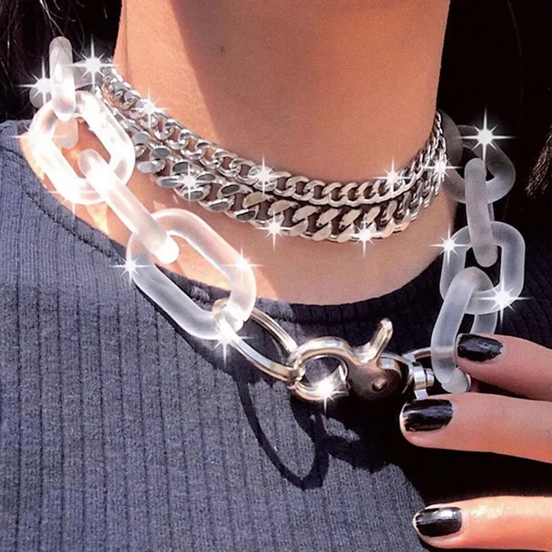 

Transparent Necklace Women Bead Chain Female Symbol Girl Choker Punk Rock Style