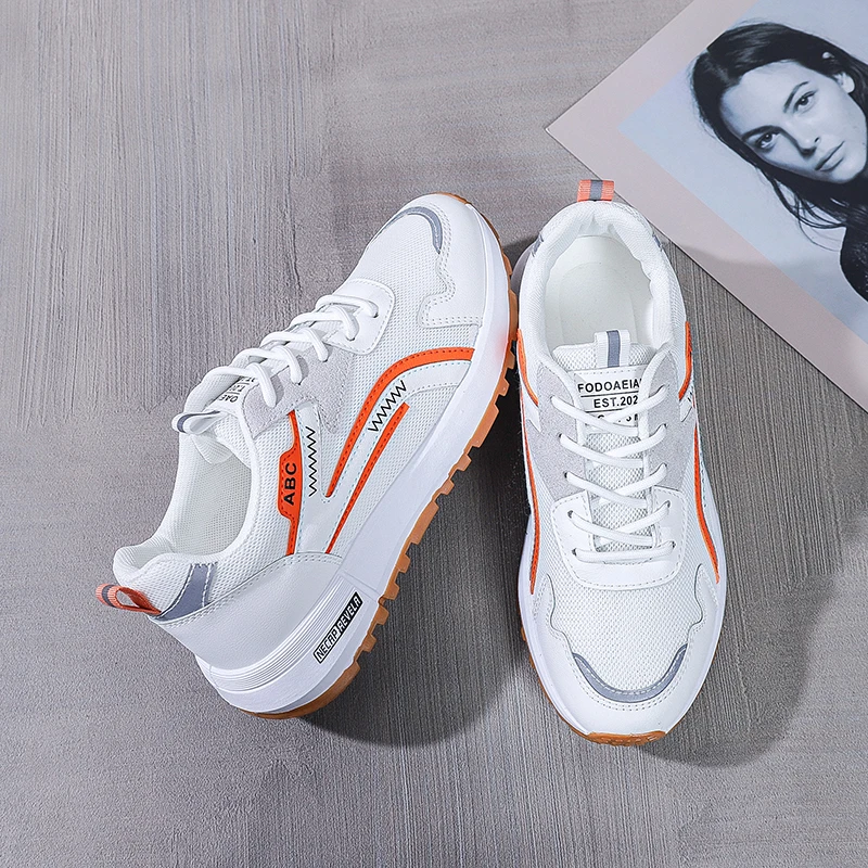 

Женские кроссовки, весна 2022, Высококачественная низкая сетчатая дышащая Вулканизированная обувь, Корейская версия дикой обуви на плоской п...