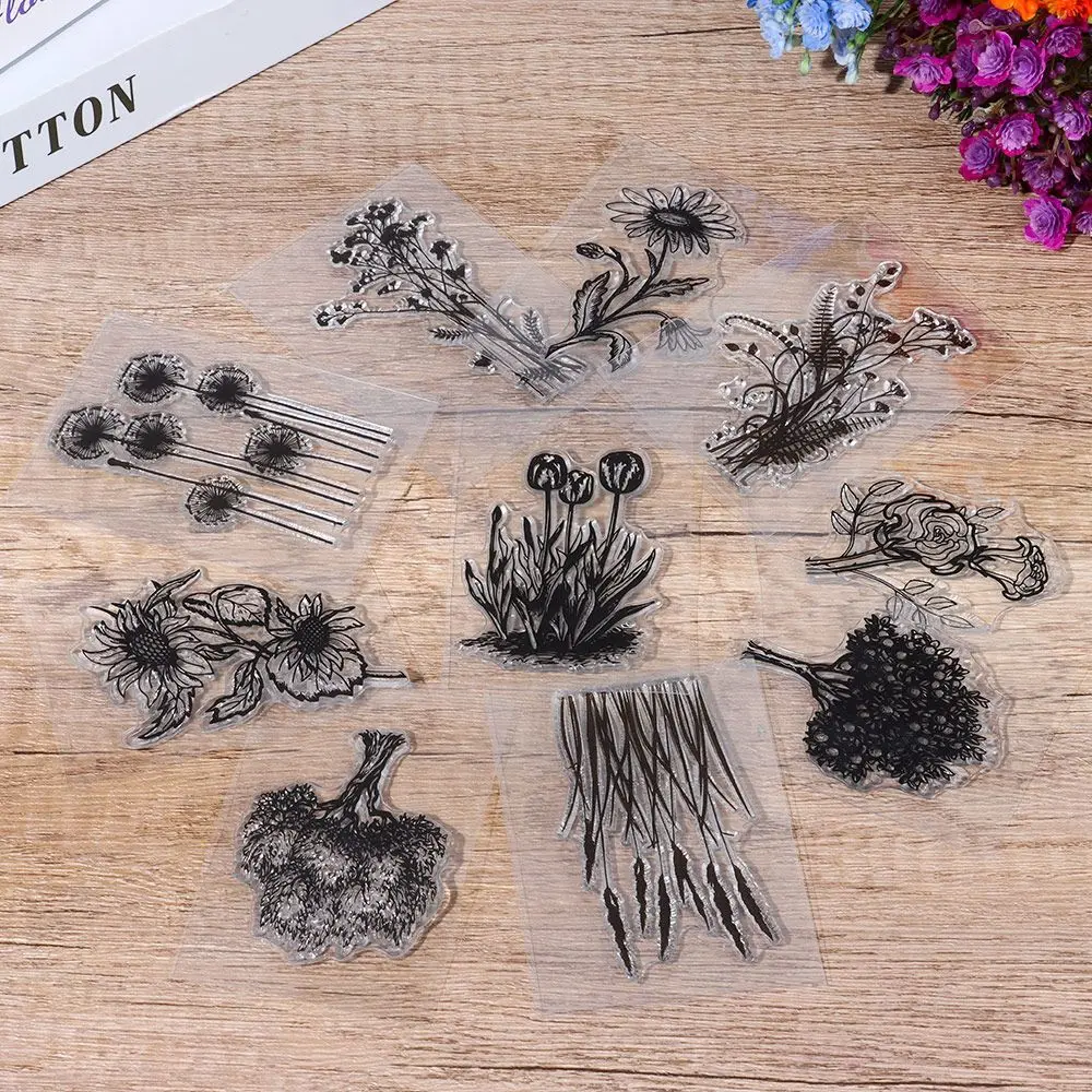 

9x6cm Plant Flowers Stamp Transparent Clear Stamps/Silicone Seals Roller Stamp For DIY Scrapbooking Photo Album/Card Making