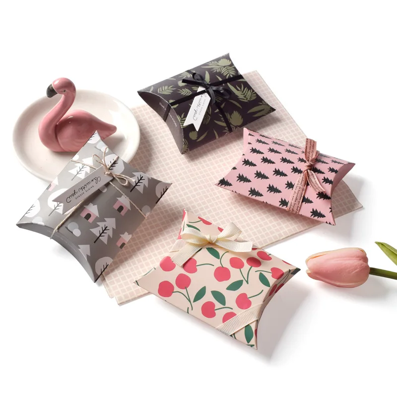 Pillow Small Fresh Gift Packaging Folding Paper Color Box Friends Gift Paper Box