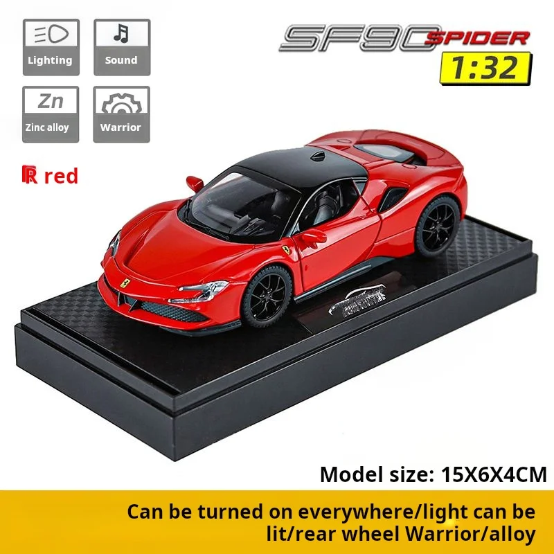 Модель спортивного автомобиля Ferrari SF90 в масштабе 1:32, изысканная литая имитационная модель, коллекционная фигурка для мальчиков и украшение для рабочего стола (art.: 3920d99211519) - 3920d99211519