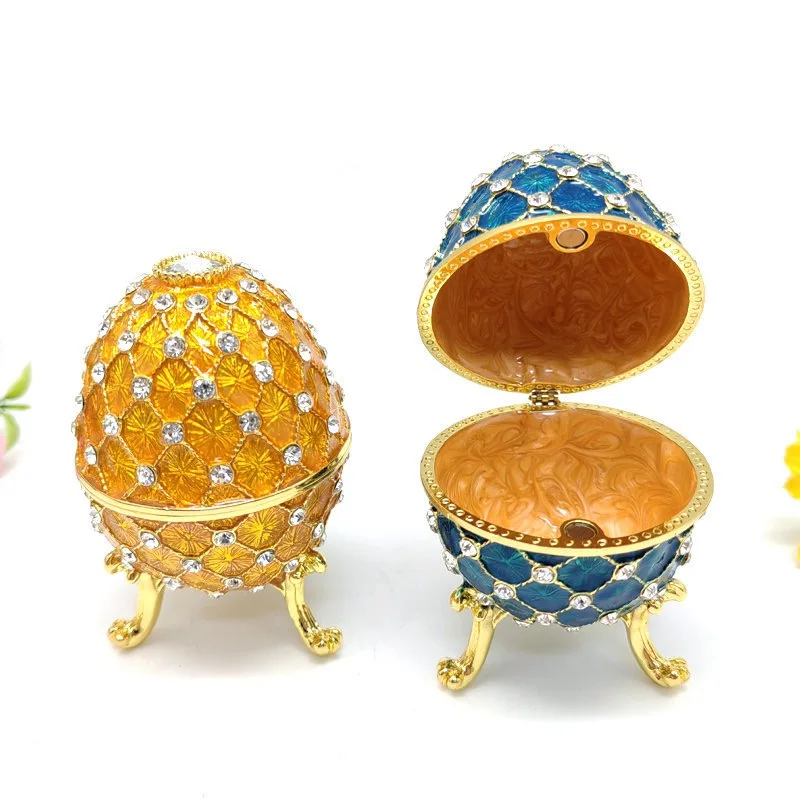 Royal Blue  Russian Egg Trinket Box, Bleu Blue Inspired Russian Egg on sale