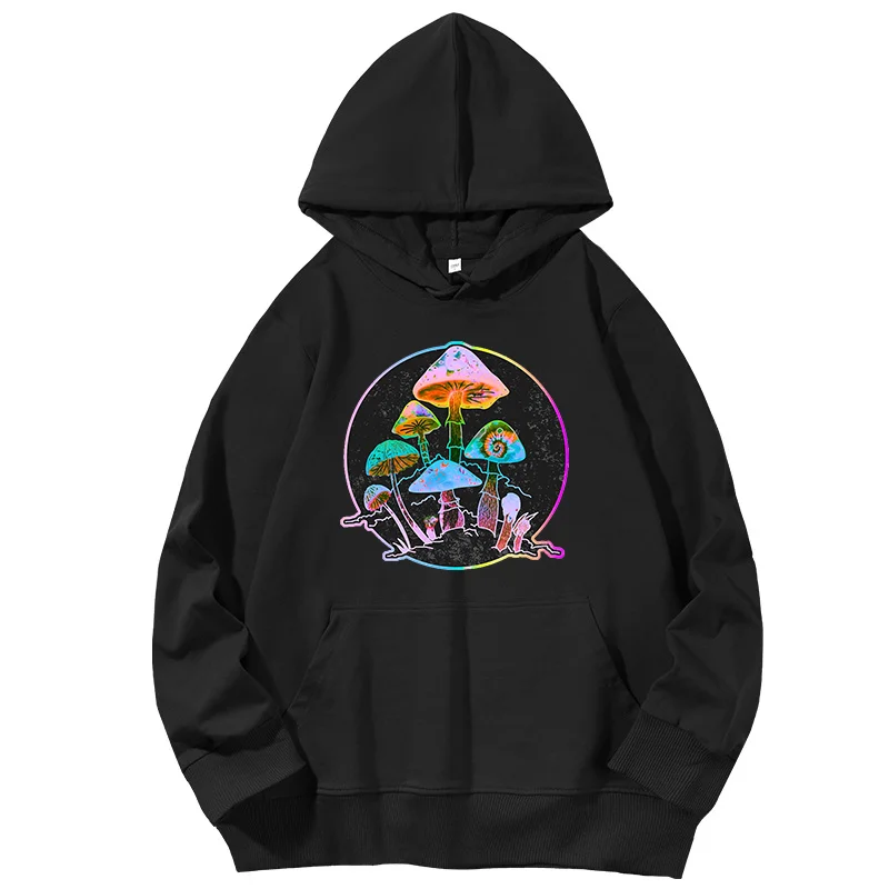 Garden Of Shrooms Psylocybin Mushrooms fashion graphic Hooded sweatshirts oversize Hooded Shirt Spring Autumn Men's clothing