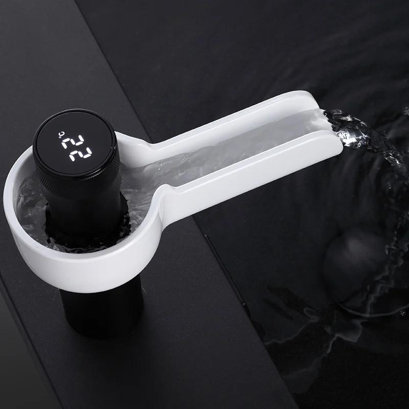 

Светодиодный умный смеситель для ванной комнаты с цифровым дисплеем температуры, смесители из твердой латуни, хромированные смесители для раковины, холодная и горячая вода