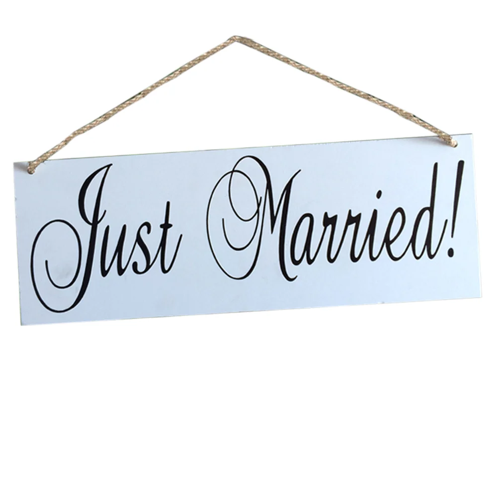 

Wooden Hanging Decoration JUST MARRIED Sign for Weddings (White)