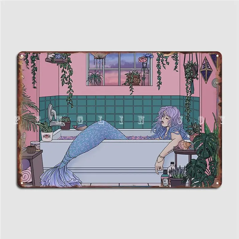 Городская Русалка металлический знак настенная пещера клубный бар забавная