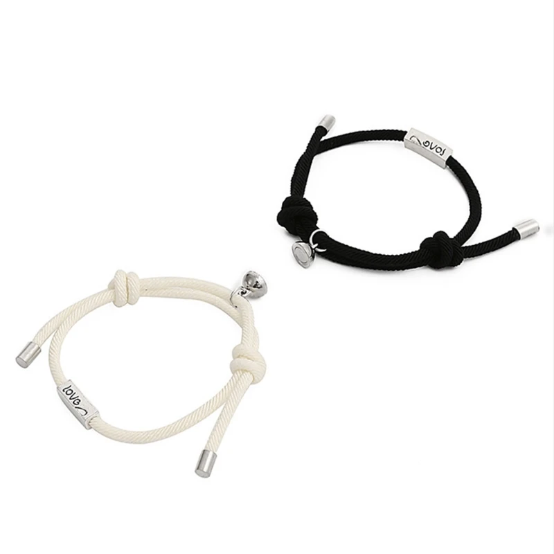 

2Pcs Alloy Love Couple Bracelet Magnets to Attract Girlfriends Hand Rope Jewelry Adjustable Rope Braid Band Bracelet