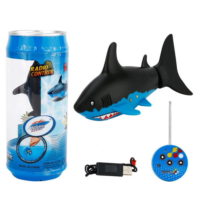 Cute Mini RC Shark Fish Boat Radio Control Electronic Sharks Cans Sealing Waterproof Boats Simulation Gifts Toys for childrens