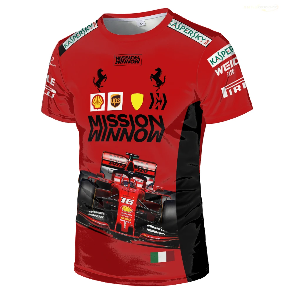 

2022 Hot Selling New F1 Formula One Ferrari Team Red Short-Sleeved Out Of Print Spanish Santander Joint Racing T-Shirt