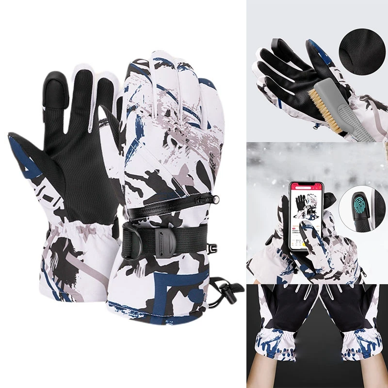 

Зимние лыжные перчатки для сноуборда мужские и женские теплые водонепроницаемые ветрозащитные перчатки для сенсорного экрана с карманами