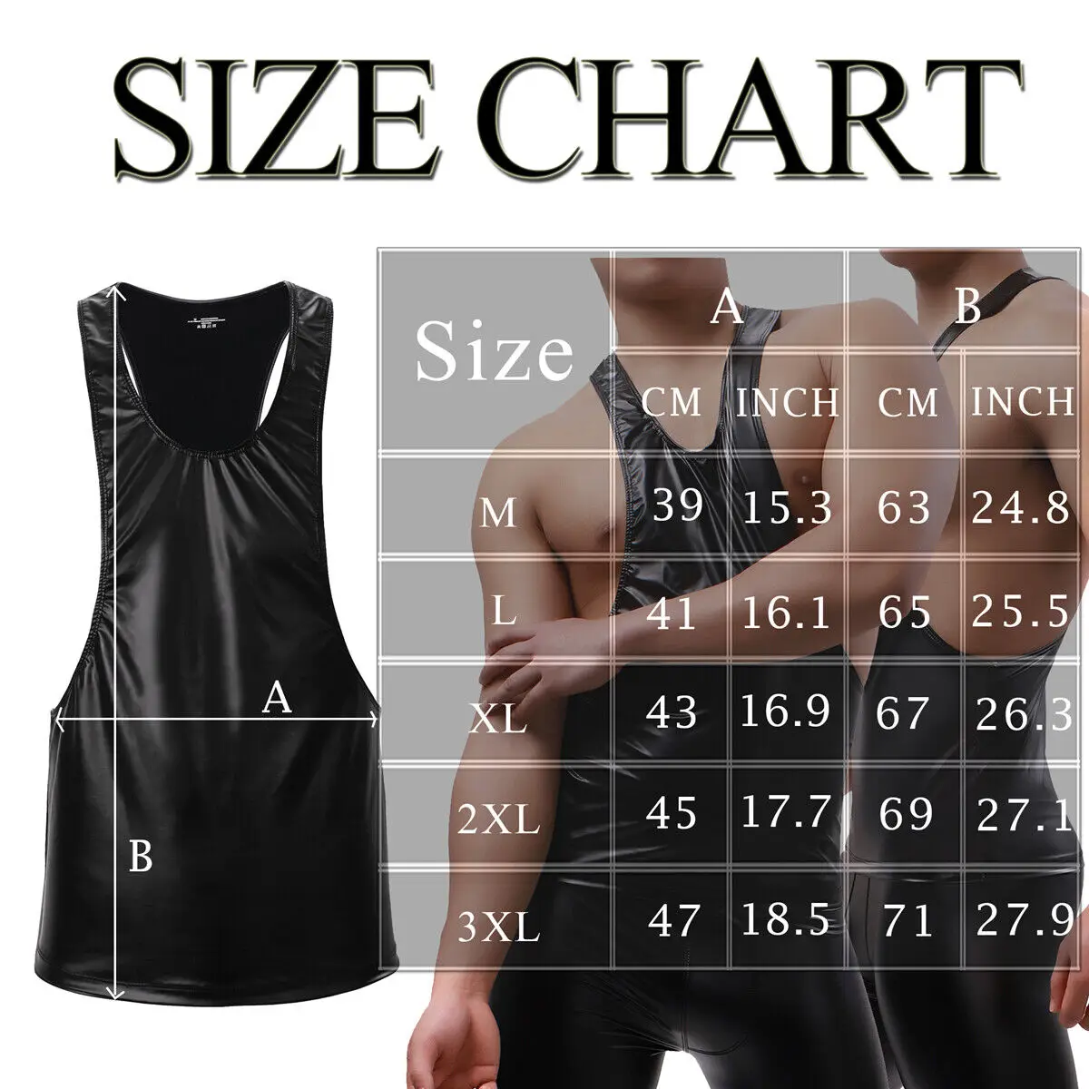 YUFEIDA Men Sexy Sleeveless Faux Leather Tank Tops Vest Gym Fitness Top Fashion Cut Out Shirt Male Clubwear Dance Party Costume