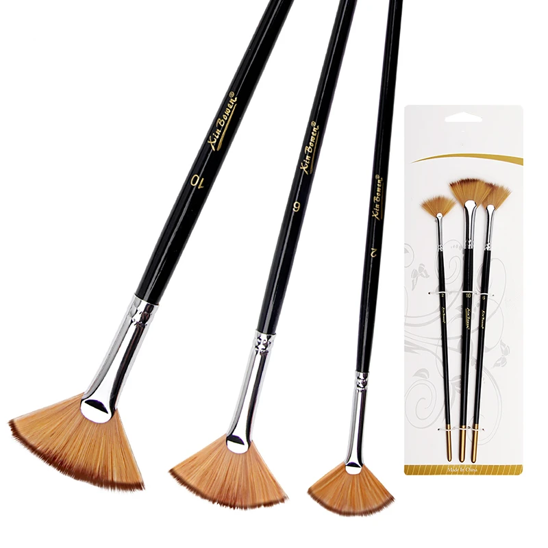 

3PCS Brush Set Watercolor Pen Fan Brush Suitable For Students Art Supplies Painting Paint Pen Oil Painting Brush