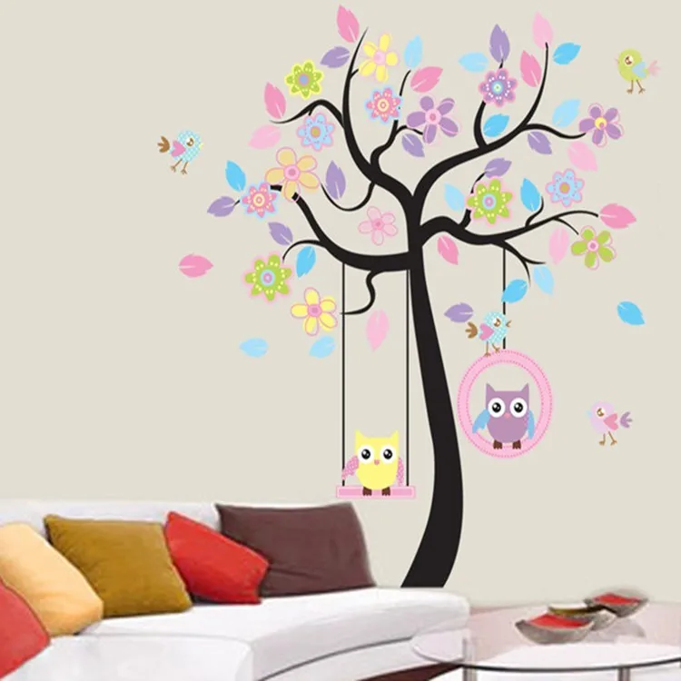 

Owl Tree Pink Wall Stickers Wall Decal Removable Kids Art Nursery Decor Home decor Etiqueta de la pared