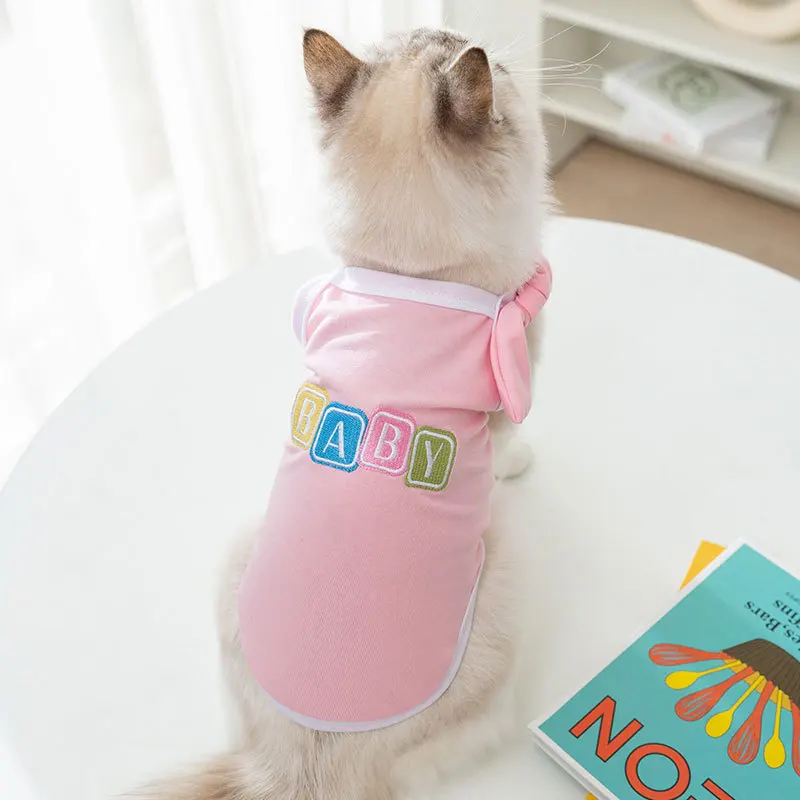 

Жилет с вышивкой для малышей, одежда для собак, милая одежда карамельных цветов для маленьких собак, корейская мода, летние тонкие мягкие милые товары для домашних животных