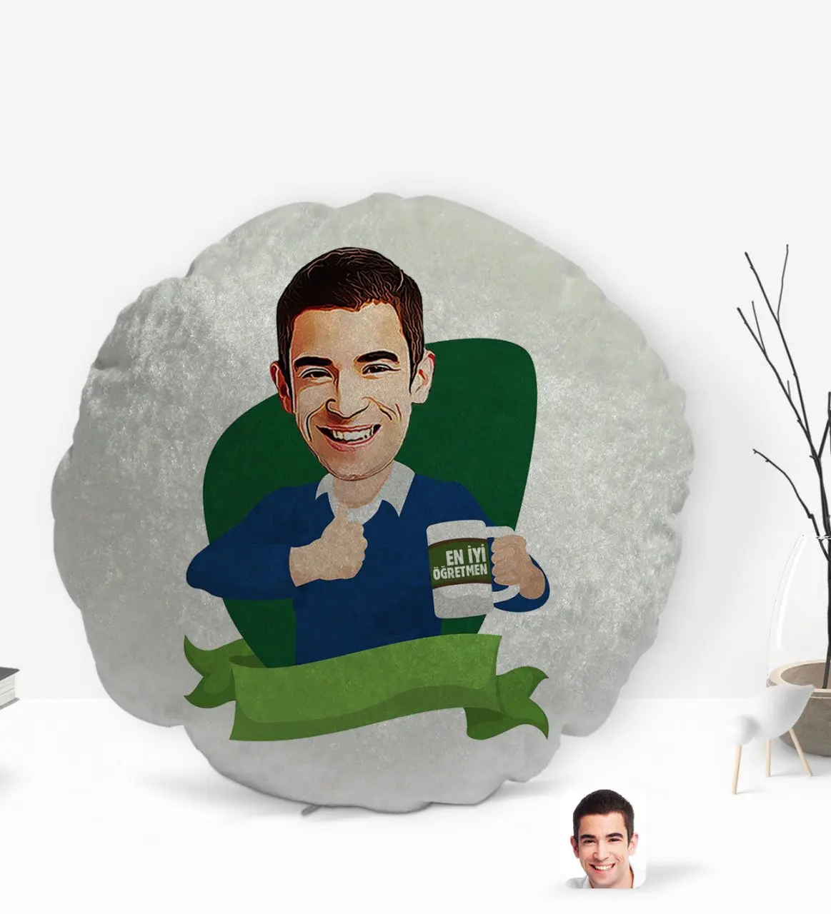 

Персонализированная декоративная круглая декоративная подушка с карикатурой для лучшего учителя, украшение yastekk-1