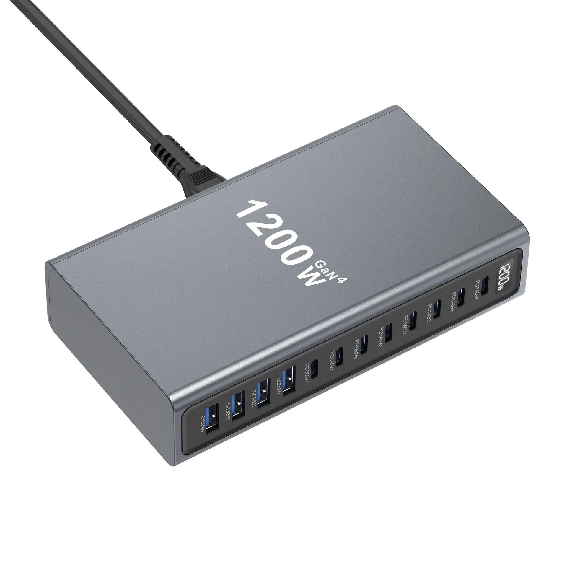 Фото 1200W GaN 12-портовое настольное быстрое зарядное устройство PD3.1 USB Type-C, станция быстрой зарядки, адаптер для мобильных устройств и планшетов, многопортовый USB-хаб №5