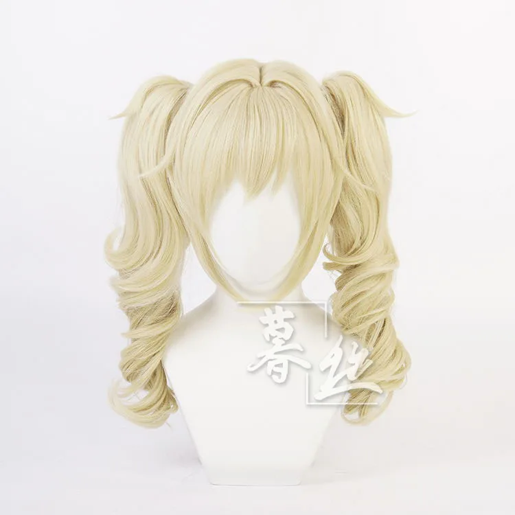 

Genshin Impact Barbara Cosplay Wig Ash Brown Long Curly Twin Ponytails Heat Resistant Hair Wigs + Wig Cap