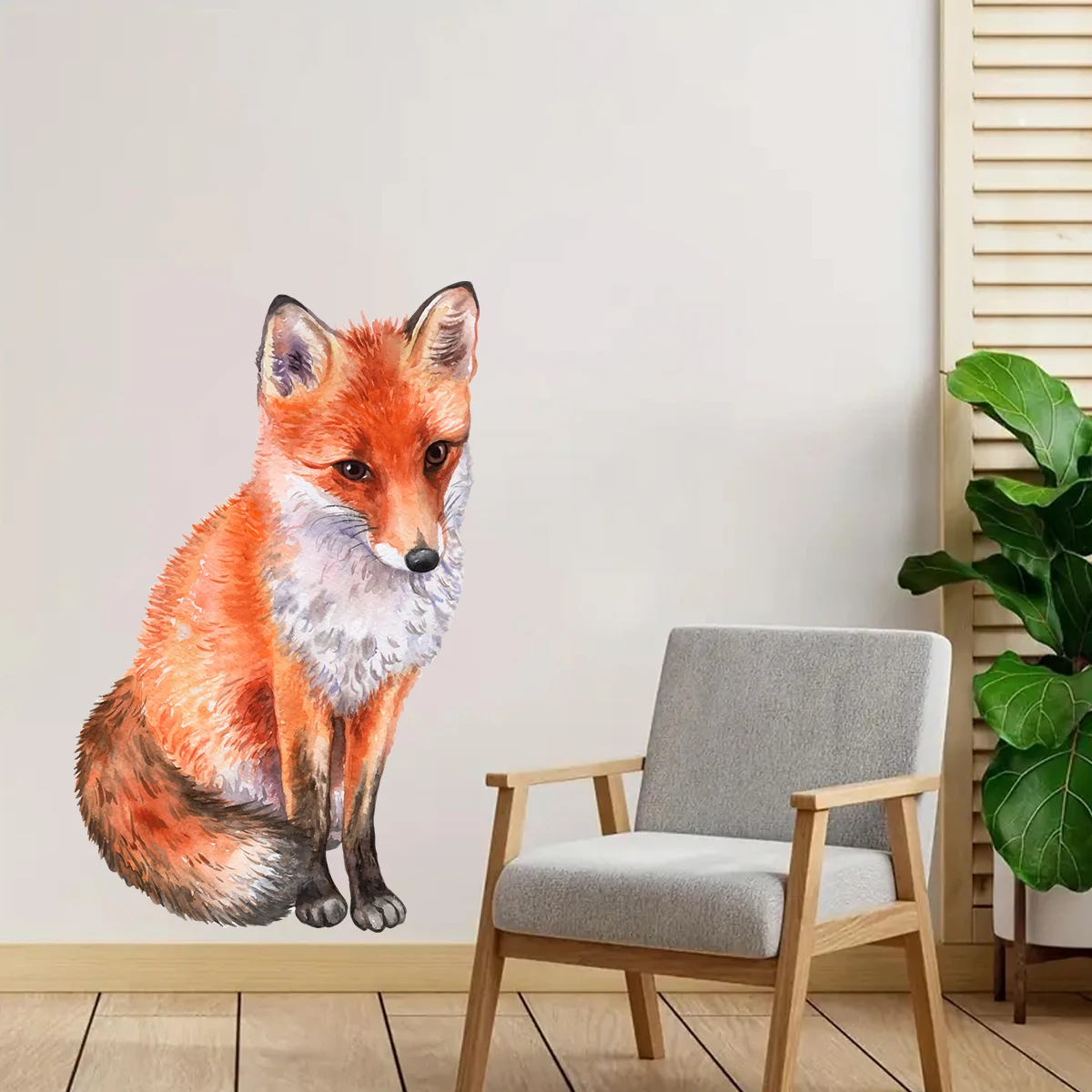1 шт. акварельные милые наклейки на стену с рисунком лисы для детской комнаты