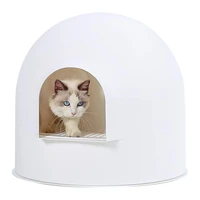 enclosed cat litter box with lid with scoop large cat toilet cat litter pan snow house igloo solide and durable easy to clean