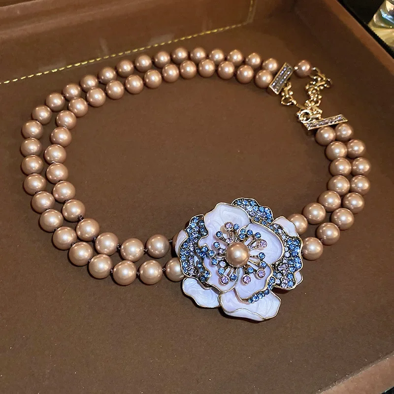 4 шт. винтажное жемчужное ожерелье для женщин яркий цветок Чокеры ожерелья 2024