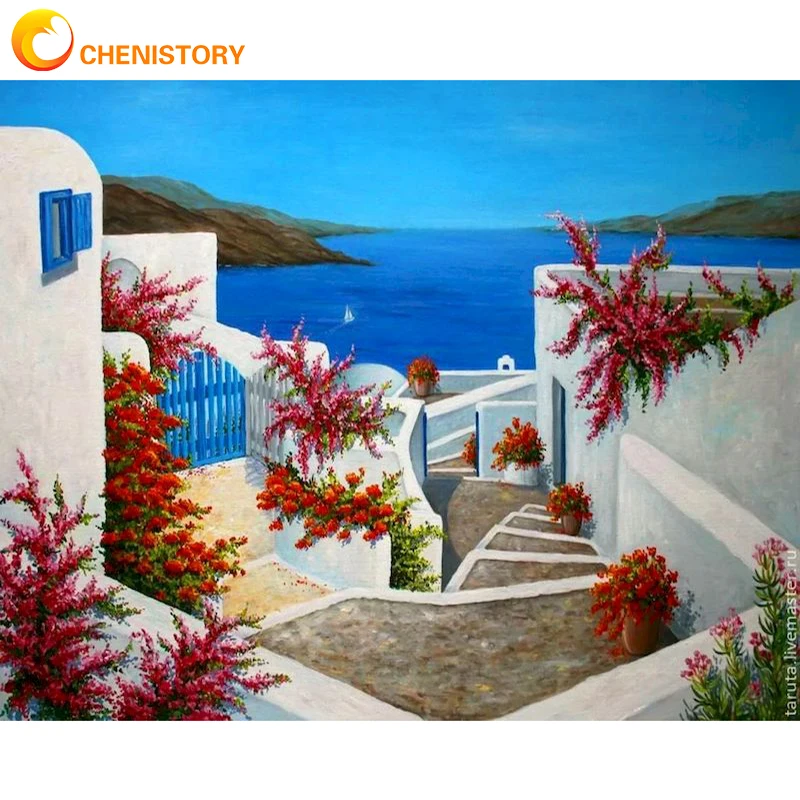 

CHENISTORY 60X75cm Oil Painting By Numbers Scenery DIY Paint By Numbers On Canvas Frameless Handpaint Home Decor Unique Gift