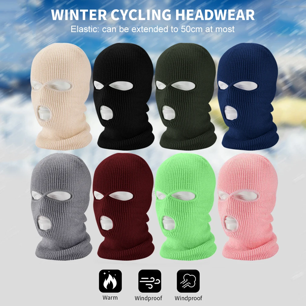 

Велосипедная маска с 3 отверстиями для лица осень-зима вязаная шапка для лыжного велоспорта тактическая маска Балаклава Капюшон мотоциклетный шлем унисекс шапки