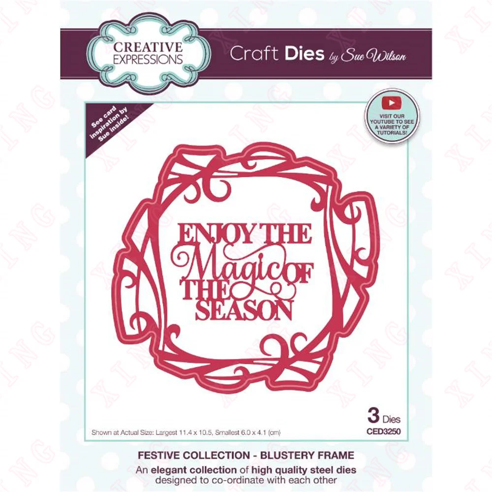 

2022 Festive Blustery Frame Craft Die New Christmas Metal Cutting Dies Diy Handmade Decoration Molds Embossing Reusable Template