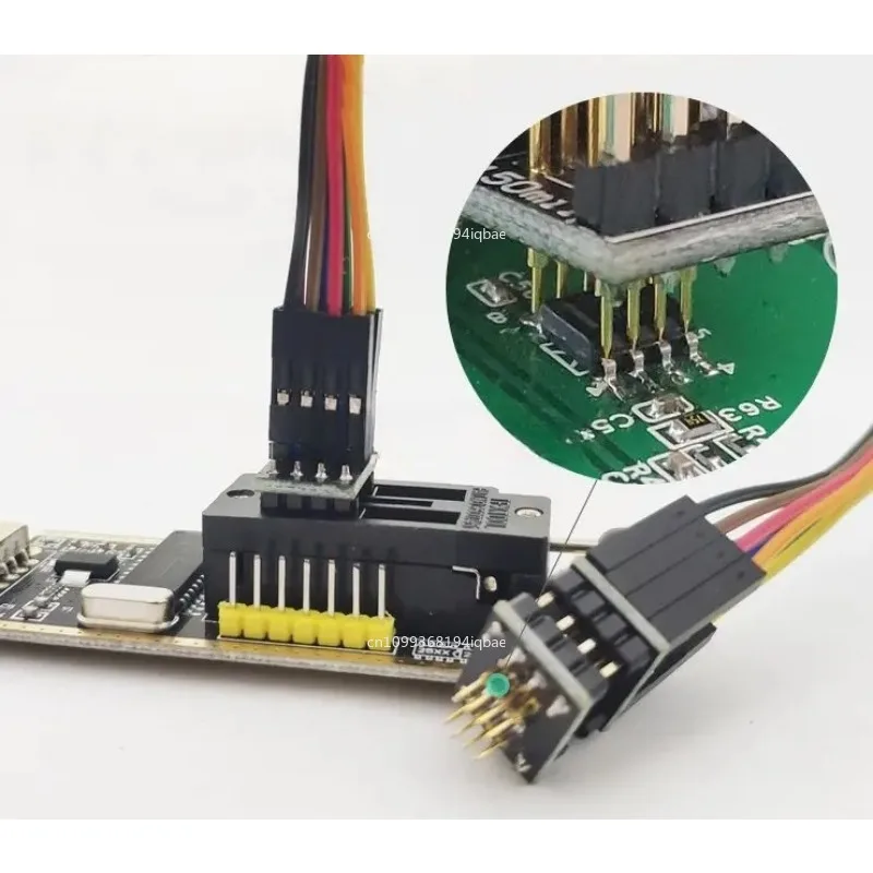 Фото Измерительный зонд для тестирования (пого-пин) 1.27 для чипов SOP, WSON, SOIC, VSOP, SPI FLASH 8P с кабелем 30 см, в наличии №3