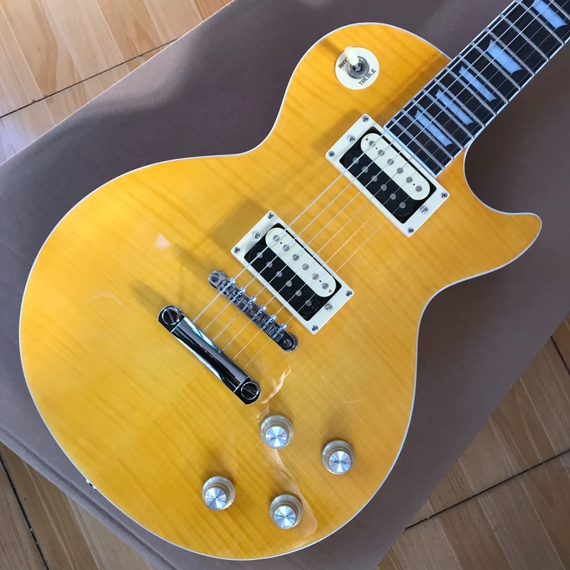 

Custom 1959 R9 Vintage yellow color Flame Maple Top LP Electric Guitar,Slash signature guitar