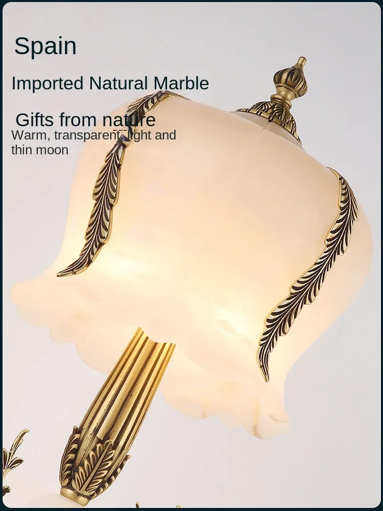 Мраморная настольная лампа роскошная атмосфера спальни импортная прикроватная