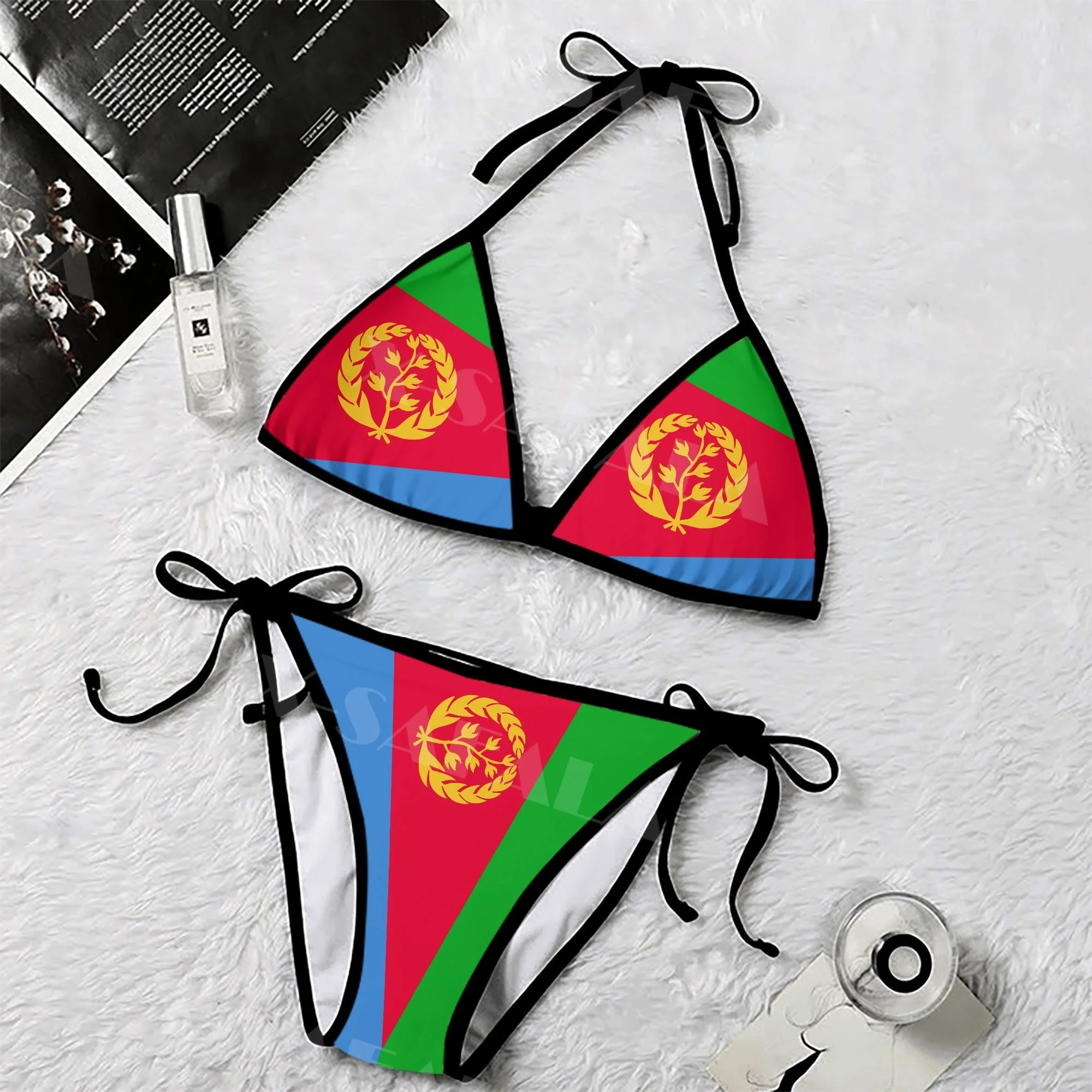 

African Eritrea Independence Day Coat Of Arms Flag 3D Print Women Micro Bikini Set Summer Beachwear Sexy Beach Bathing Suits