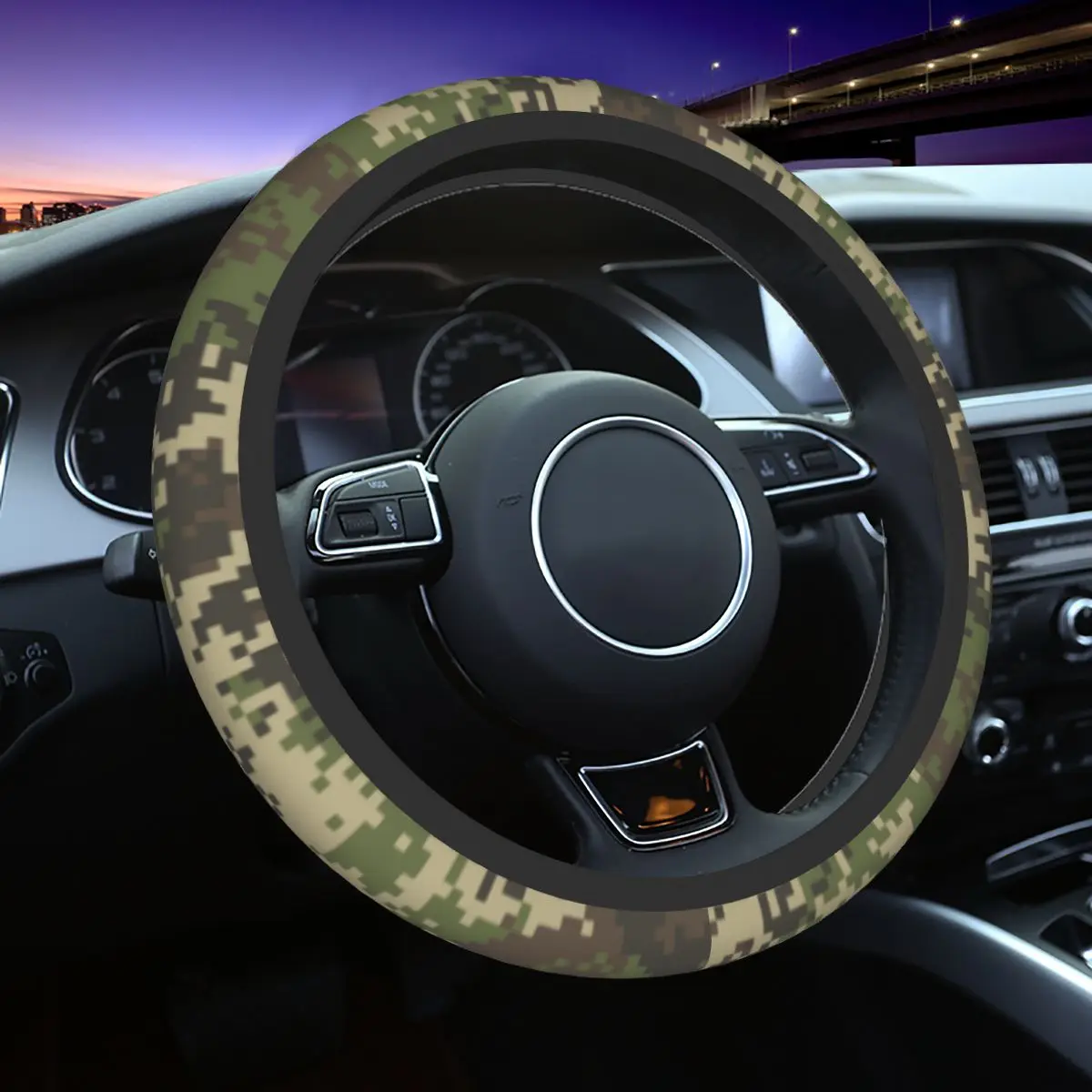 

Camo Camouflage Army Car Steering Wheel Cover Anti-slip Military Pattern Steering Wheel Protective Cover Fashion Car Accessories