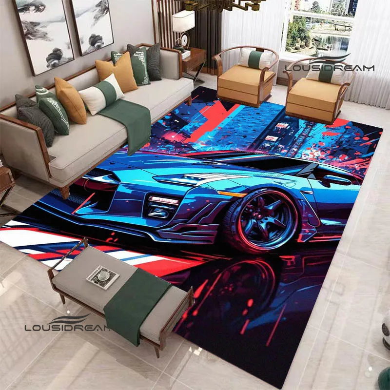 Фото 3D GTR гоночный ковер с принтом в стиле ретро, ковер для гостиной, спальни, балкона, ванной комнаты, нескользящий дверной коврик, реквизит для фотосъемки, подарок на день рождения №2