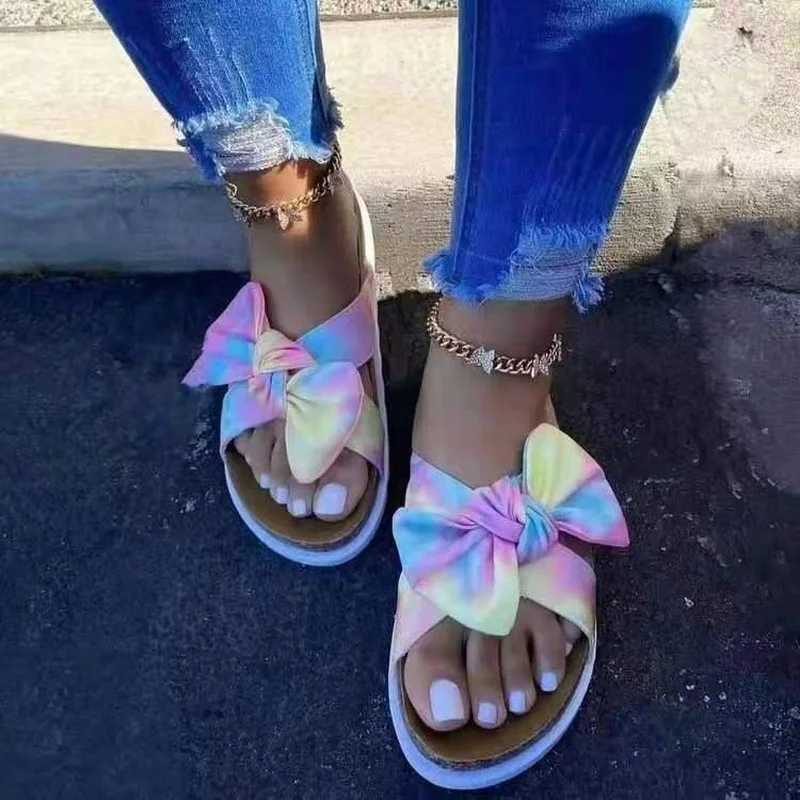 

2022 New Fashion Women's Fashion Bow Flat Slippers Beach Shoes Slippers Women Luxury Designer Shoes Women Comfortable Summer