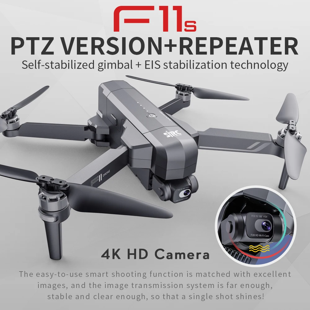 Дрон SJRC F11/F11S PRO 4K HD с камерой двухосный складной бесщеточный Радиоуправляемый