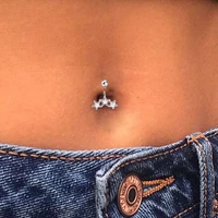 new zircon pentagram pendant crystal belly button rings piercing navel nail body jewelry for women fashion body piercing jewelry