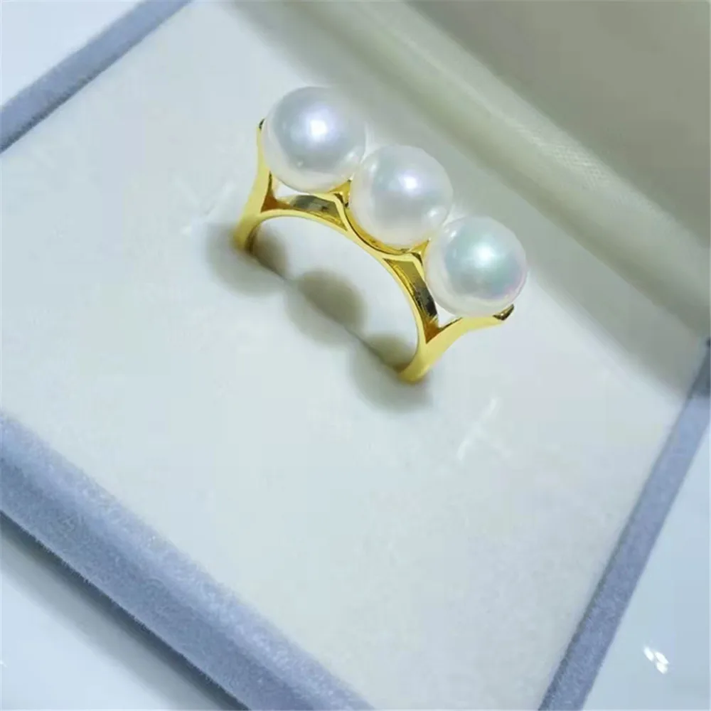 

14K gold injection empty bracket plated real gold K gold process gourd pearl ring opening DIY accessories temperament