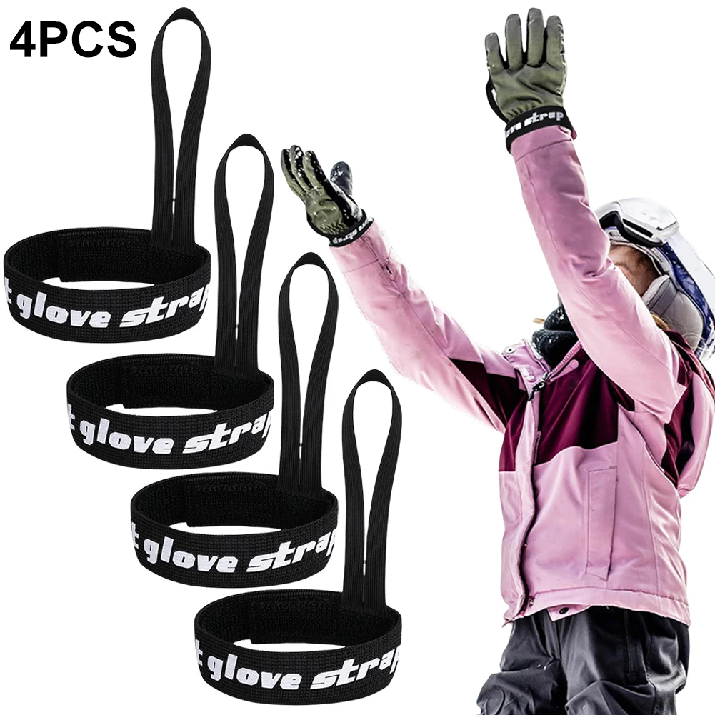 4 Pcs Snowboard Glove Strap Anti-Lost Safety Ski Leash Holder for Camping Skiing Outdoor Activities