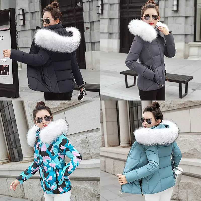 new Winter Warm Parkas Women Fashion Fur Hooded Pockets Winter Coats Women Elegant Cotton Jackets Coat Female
