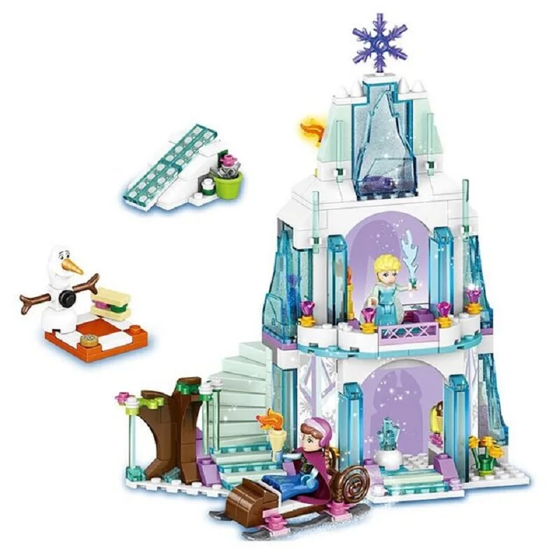 Disney Frozen  Dream Princess Elsa Ice Castle Princess Anna Set Building Model Blocks Gifts Toy Compatible with images - 6