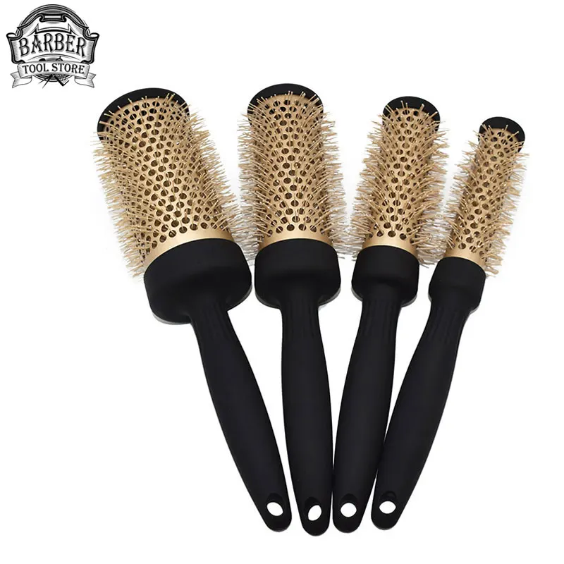 

4 Size Hair Brush Straight Twill Hair Comb Natural Rolling Brush Round Barrel Blowing Curling DIY Hairdressing Styling Tools