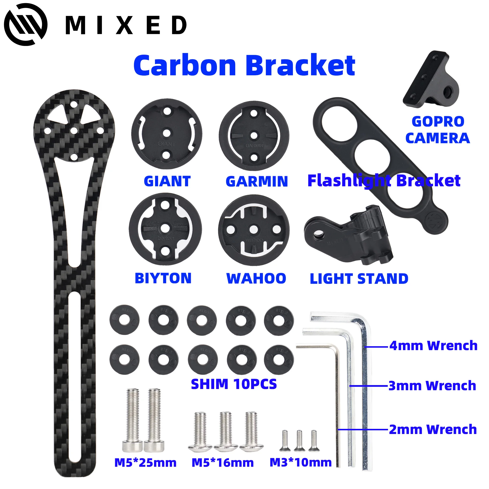 

MIXED Computer Carbon Mount Bicycle Road Bike Computer Stopwatch Mount Carbon Holder For Garmin gopro Bryton Wahoo