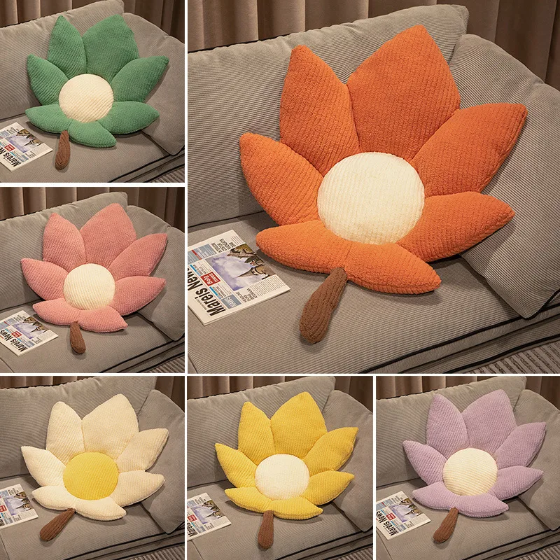 

75-95cm Adorable Plants Plush Pillows Stuffed Soft Maple Leaf Floor Mat Flowers Toys Seat Sofa Chair Cushion Indoor Props Decor