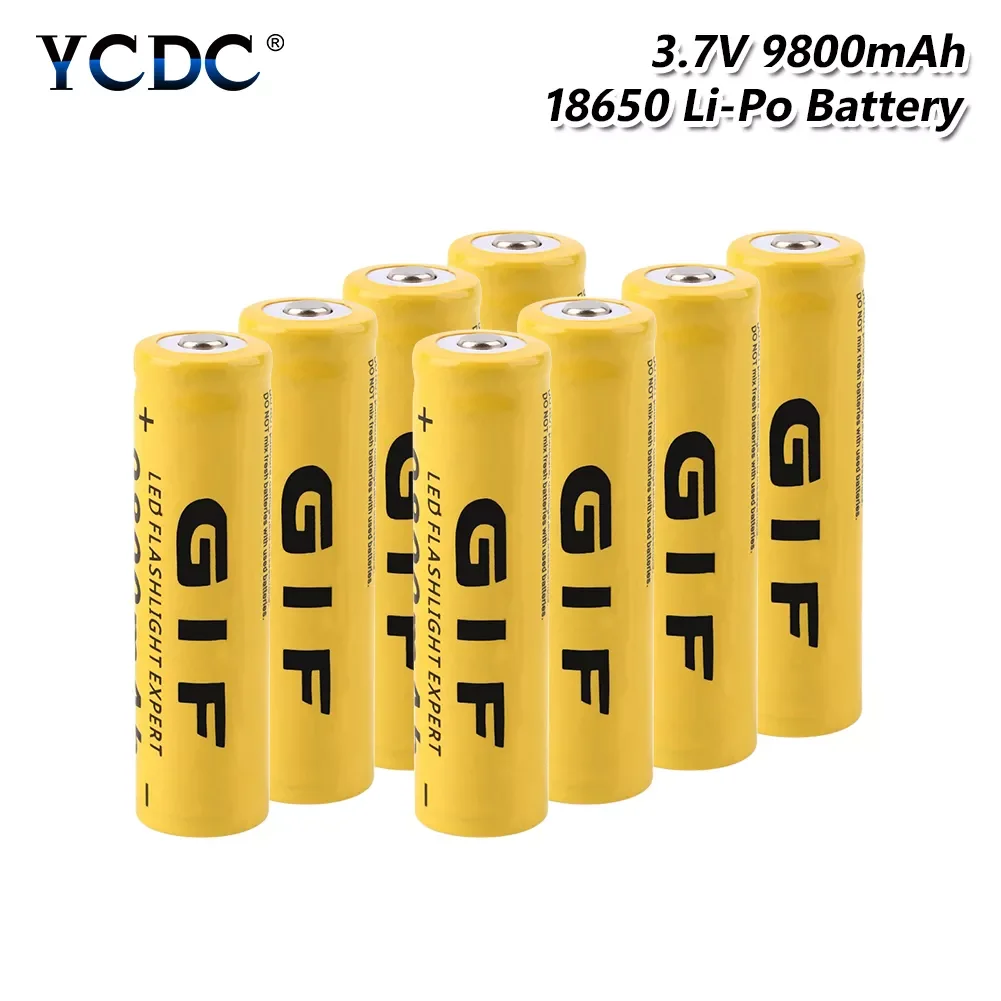 

2023New 1/2/4/6/8 Pieces GTF 18650 Battery Rechargeable Battery 3.7 V 18650 9800mAh Li-ion Lithium-ion Batteries LED Light Torch
