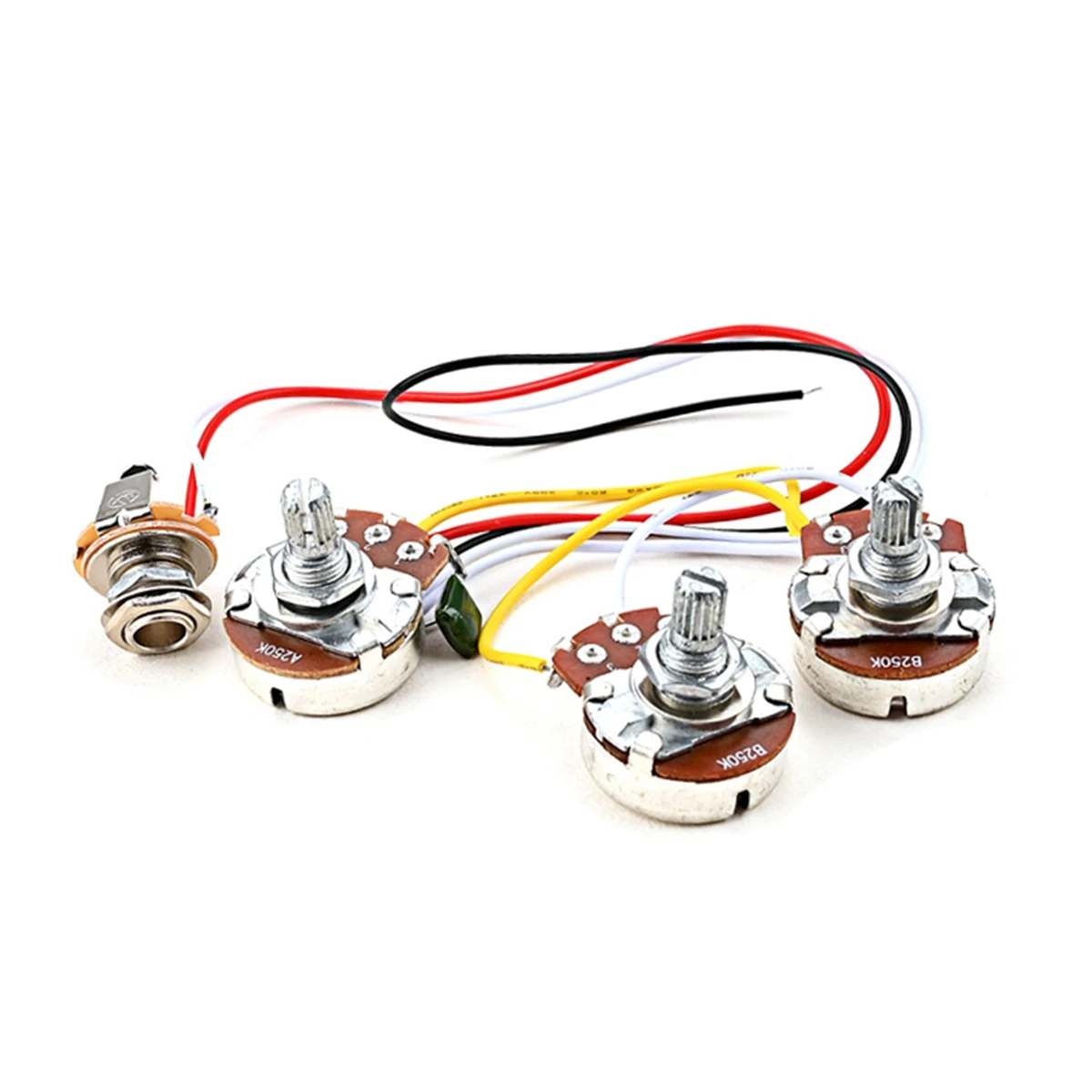 

Guitar Wiring Harness Prewired Kit 250K 18mm Pots 2V1T Socket for Electric Guitar Parts