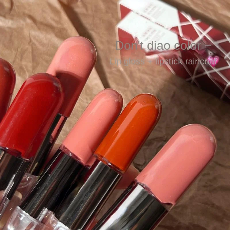 Дзеркальная губная помада с двойной головкой вишнево-красная глянцевая двойным